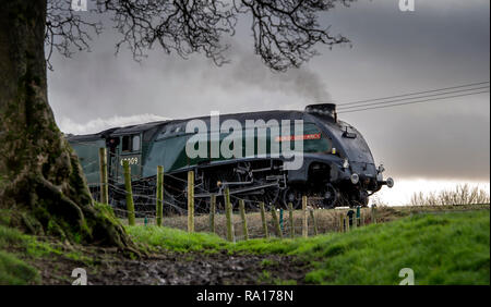 Grate Country Park, Bury, Greater Manchester UK. 29. Dezember, 2018. Loco Legende die Südafrikanische Union Fahrgäste entlang der East Lancashire Railway auf Grate Country Park, Bury, Hols am letzten Samstag des Jahres. Bild von Paul Heyes, Samstag, 29. Dezember 2018. Credit: Paul Heyes/Alamy leben Nachrichten Stockfoto