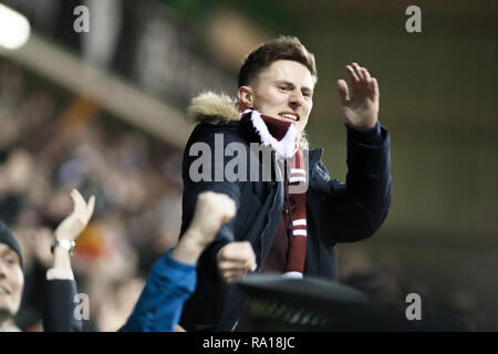 Edinburgh, Schottland, Großbritannien. 29. Dezember, 2018. Hibernian v Herzen, Ladbrokes Scottish Premier League, Fußball, Ostern, Edinburgh, Großbritannien - 29 Dez 2018; Herzen fan Credit: Scottish Borders, Medien/Alamy leben Nachrichten Stockfoto