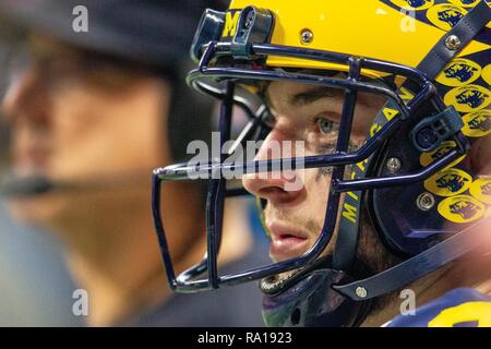 Atlanta, GA, USA. 29 Dez, 2018. Michigan Wolverines Quarterback Shea Patterson (2) während das Küken-fil-ein Pfirsich-schüssel bei Mercedes-Benz-Stadion in Atlanta, GA. (Scott Kinser/Cal Sport Media) Credit: Csm/Alamy leben Nachrichten Stockfoto