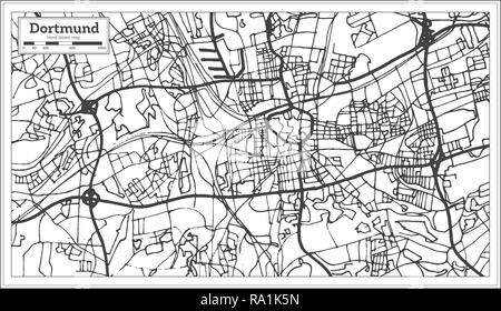 Dortmund Deutschland Stadtplan im Retro-stil. Übersichtskarte. Vector Illustration. Stock Vektor