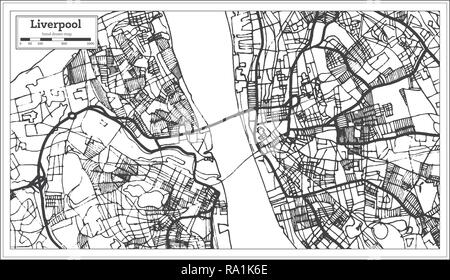 Liverpool England Stadtplan im Retro-stil. Übersichtskarte. Vector Illustration. Stock Vektor