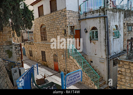 SAFED, ISRAEL - Januar 2017: Diese alte Stadt mit engen Gassen, beherbergt eine Reihe von historischen Synagogen im Zusammenhang mit der jüdischen Mystik. Stockfoto