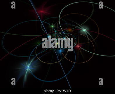 Digital Design von auf Umlaufbahn. Farbe abstrakte Linien. Futuristische Technologie Abbildung. Energetische Licht Titel Stockfoto