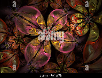 Schöne bunte Dynamische und fließenden natürlichen Formen. Abstrakt fractal Blumen. Fantasy floralen ornament Design für kreatives Design, Kunst, Postkarten Stockfoto