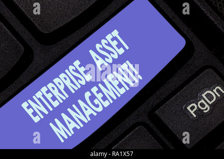 Handschrift Text schreiben Enterprise Asset Management. Begriff Sinne analysisaging des Lebenszyklus von physischen Vermögenswerten Taste der Tastatur Absicht zu erstellen Stockfoto