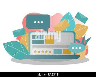 Social Media Konzept für Webseite, Banner, Präsentation. Vector Illustration Stock Vektor