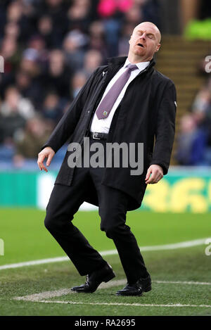Burnley manager Sean Dyche rues eine verpasste Gelegenheit während der Premier League Spiel im Turf Moor, Burnley. Stockfoto