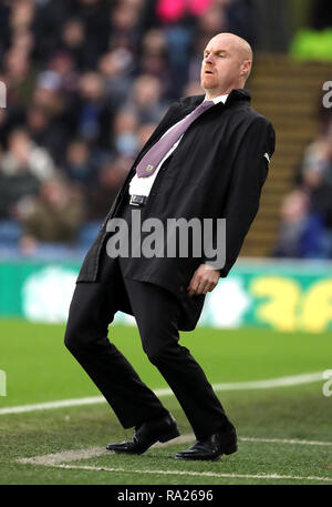 Burnley manager Sean Dyche rues eine verpasste Gelegenheit während der Premier League Spiel im Turf Moor, Burnley. Stockfoto