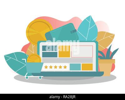 Online Shopping. Landing Page Template. Moderne Wohnung Konzept für Web Design Stock Vektor