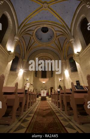 Innenraum der Lutherischen Kirche, Bethlehem, Palästina Stockfoto