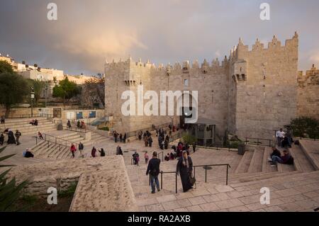 Das Damaskus Tor alte Jerusalem Stockfoto