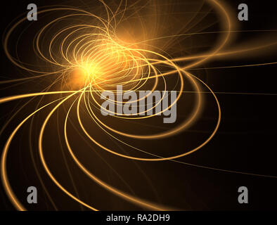 Digital Design von auf Umlaufbahn. Farbe abstrakte Linien. Futuristische Technologie Abbildung. Energetische Licht Titel Stockfoto