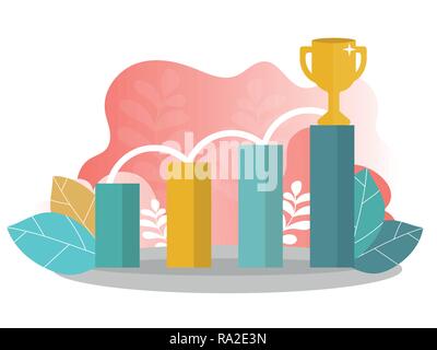 Vector Illustration Konzept für geschäftlichen Erfolg, Führung, Auszeichnungen, Karriere Stock Vektor