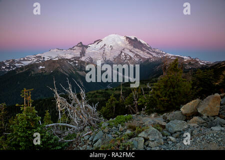 WA 15627-00 ... WASHINGTON - Ostseite des Mount Rainier von Dege Peak bei Sonnenaufgang im Mount Rainier National Park gesehen. Stockfoto