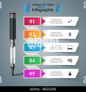 Schädlichen Zigarette, Viper, Rauch, Geschäft Infografiken. Stock Vektor