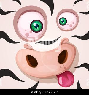 Lustig, niedlich Crazy zebra Charakter. Halloween Abbildung. Für den Druck auf T-Shirts. Stock Vektor