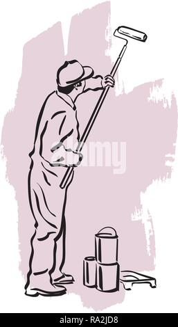 Abbildung: Ein Maler bei der Arbeit Stock Vektor