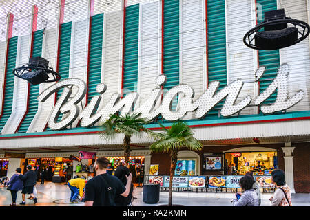 Einstieg in die Welt der berühmten Binion's Gambling Hall and Hotel, ein Vintage Kasino an der Fremont Street Experience im Stadtzentrum von Las Vegas, NV entfernt Stockfoto