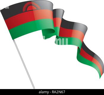 Malawi Fahne, Vector Illustration auf weißem Hintergrund Stock Vektor