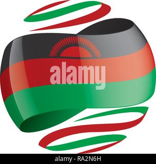 Malawi Fahne, Vector Illustration auf weißem Hintergrund Stock Vektor
