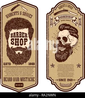 Friseur Flyer Vorlage Gentleman Friseur Stuhl Und Tools Design Element Fur Wappen Zeichen Poster Plakat Karte Banner Vector Illustration Stock Vektorgrafik Alamy