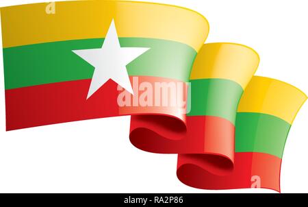 Myanmar Flagge, Vector Illustration auf weißem Hintergrund Stock Vektor