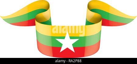 Myanmar Flagge, Vector Illustration auf weißem Hintergrund Stock Vektor