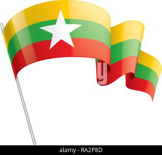 Myanmar Flagge, Vector Illustration auf weißem Hintergrund Stock Vektor