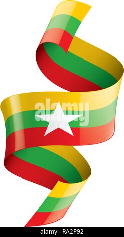 Myanmar Flagge, Vector Illustration auf weißem Hintergrund Stock Vektor