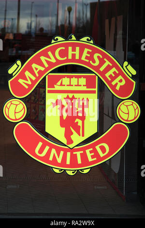 Der Eingang des Old Trafford von Manchester United, Manchester, England, Großbritannien Stockfoto