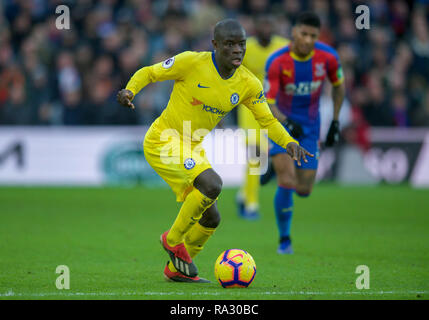 London, Großbritannien. 30 Dez, 2018. Ngolo Kante des FC Chelsea in der Premier League Match zwischen Crystal Palace und Chelsea an Selhurst Park, London, England am 30. Dezember 2018. Foto von Andrew Aleks. Credit: Andrew Rowland/Alamy leben Nachrichten Stockfoto