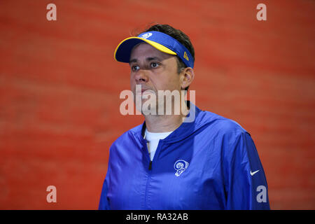 Los Angeles, CA, USA. 30 Dez, 2018. Los Angeles Rams Trainer Jedd Fisch vor dem NFL San Francisco 49ers vs Los Angeles Rams im Los Angeles Memorial Coliseum Los Angeles, Ca am 30. Dezember 2018. Jevone Moore Quelle: CSM/Alamy leben Nachrichten Stockfoto