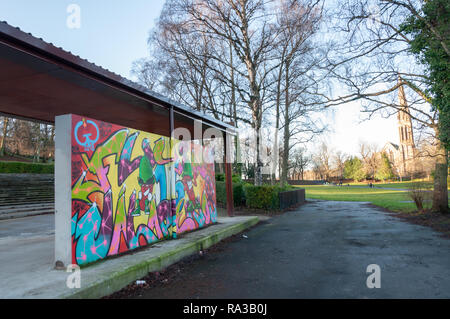 Glasgow, Schottland, Großbritannien. 1. Januar, 2019. Ein wandbild an der Wand der Musikpavillon an der Queen's Park Arena. Credit: Skully/Alamy leben Nachrichten Stockfoto