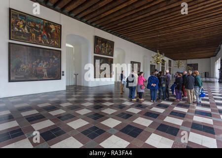 Kronborg, Helsingør, Dänemark - 30 August 2014: Der Große Ballsaal in Kronborg Schloss. Schloss Kronborg, wichtigsten Renaissance palast im Norden der Eu Stockfoto