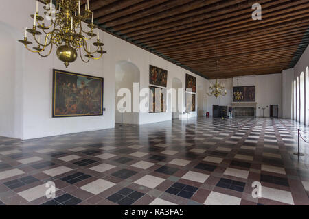 Kronborg, Helsingør, Dänemark - 30 August 2014: Der Große Ballsaal in Kronborg Schloss. Schloss Kronborg, wichtigsten Renaissance palast im Norden der Eu Stockfoto