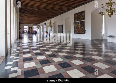 Kronborg, Helsingør, Dänemark - 30 August 2014: Der Große Ballsaal in Kronborg Schloss. Schloss Kronborg, wichtigsten Renaissance palast im Norden der Eu Stockfoto