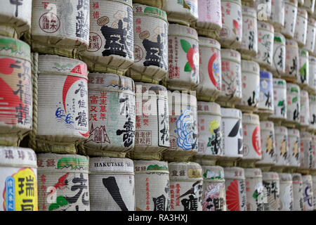 Sake-Fässer im Yoyogi Park in Tokio Stockfoto