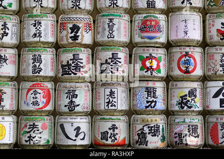 Sake-Fässer im Yoyogi Park in Tokio Stockfoto