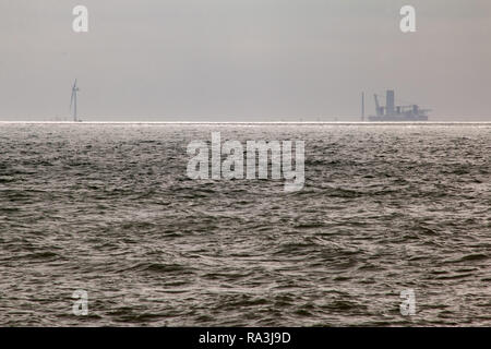 Frühe Stadien der Gebäude die rapunzeln Windpark in März 2017, West Sussex, Großbritannien Stockfoto