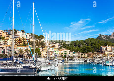 Am Hafen von Port de Soller Mallorca Spanien Stockfoto