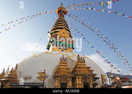 Buddhistische Stupa, Swayambhunath Monkey Tempel, Kathmandu, Nepal Stockfoto