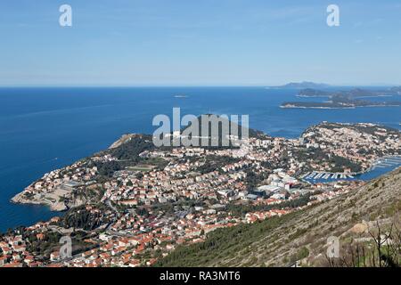 Blick vom Berg Srd von Dubrovnik, Kroatien Stockfoto