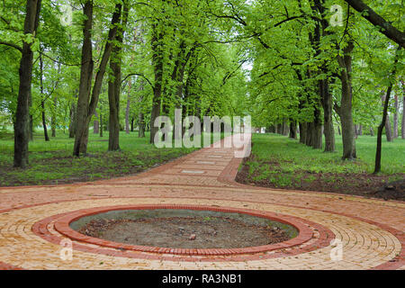 Stein Pflasterung in der Engelhardt Immobilien Garten. Engelhardt war Gutsbesitzer von jungen berühmten ukrainischen Dichter Taras Schewtschenko in Kirillivka oder Shevchenkove, Stockfoto