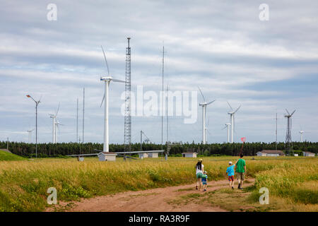 Windkraftanlagen auf Prince Edward Island Stockfoto