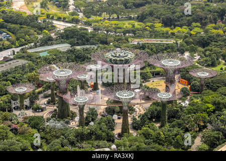 Singapur - Dezember 2018: Luftaufnahme des botanischen Garten, Gärten an der Bucht, in Singapur. Stockfoto