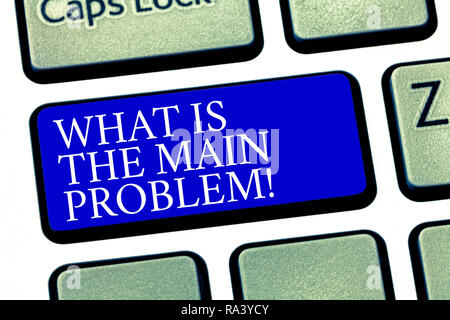 Text Zeichen zeigen, was das Problem ist. Konzeptionelle Foto die Ursache der Probleme Reparaturarbeiten Taste der Tastatur Absicht computer Verwirrung zu verursachen Identifizieren Stockfoto