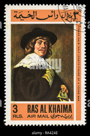 Briefmarke aus Ras Al Khaimah in den Vereinigten Arabischen Emiraten in der europäischen Malerei 1967 ausgestellt Stockfoto