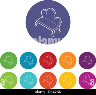 Retro sofa Icons Set Vector Farbe Stock Vektor