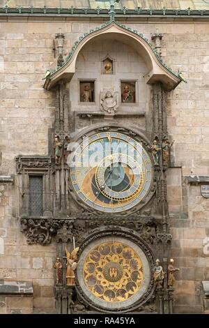 Astronomische Uhr, Orloj, Altes Rathaus, Altstädter Ring, Prag, Tschechische Republik Stockfoto