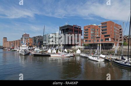 Segelschiffe im Hafen, Sandtorkai, HafenCity, Hamburg, Deutschland Stockfoto